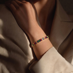 Rainbow Baguette Tennis Bracelet